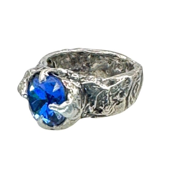 Artisan Cushion 10mm Crystal Boho Ring Crafted with Silver Blend Metalwork Sz 7 - Picture 8 of 17